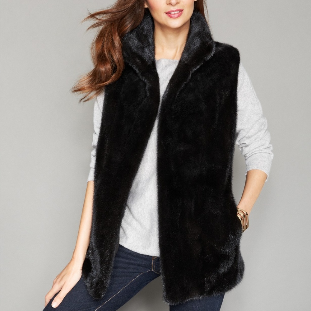 NEW Silky Black Female MINK Fur Vest M  10 12